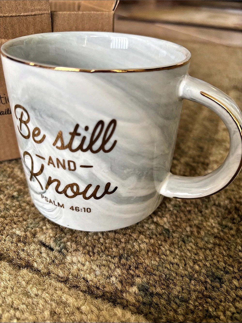 NWT Be Still and Know Mug Gray & White